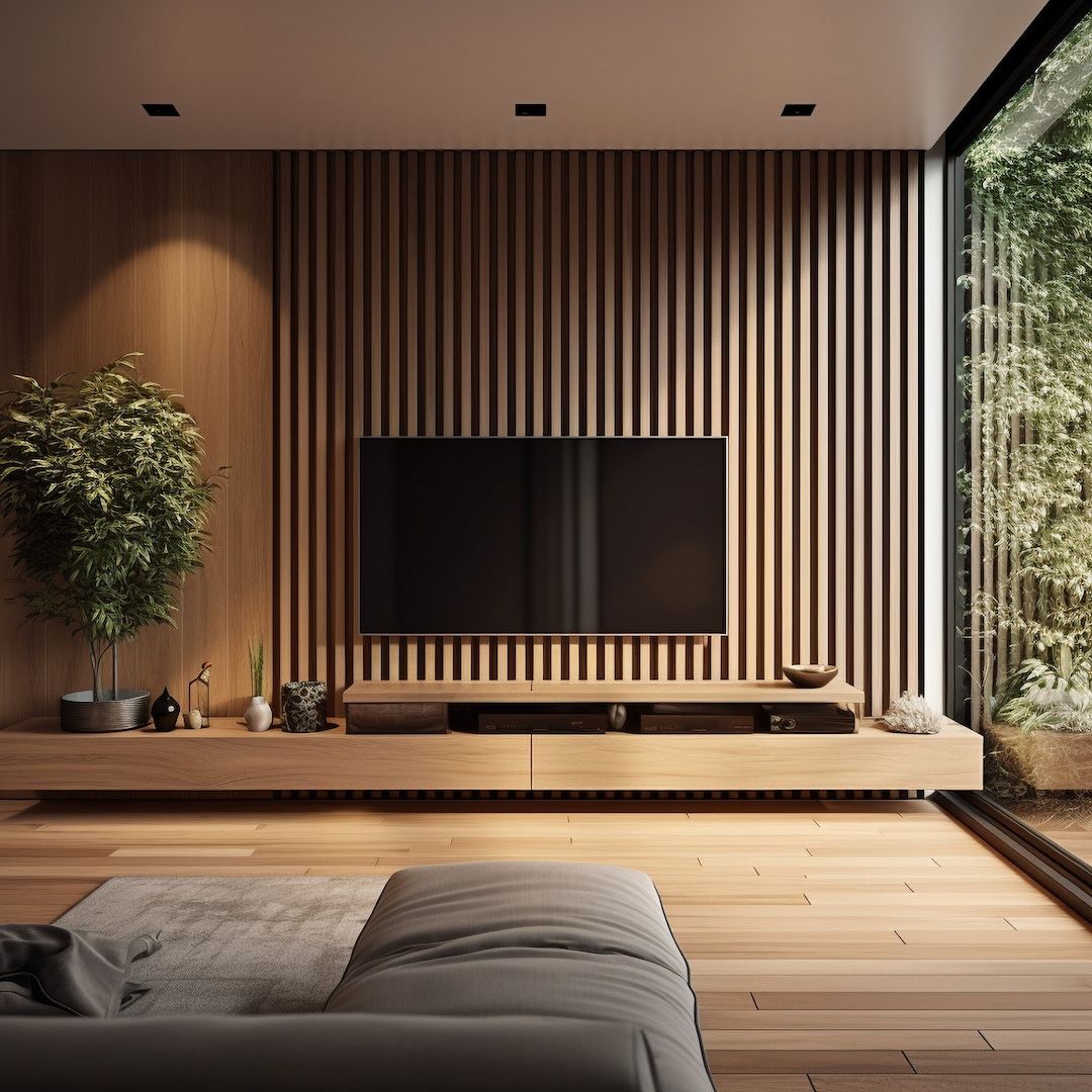 Panelopia showroom featuring WPC slat wall panels